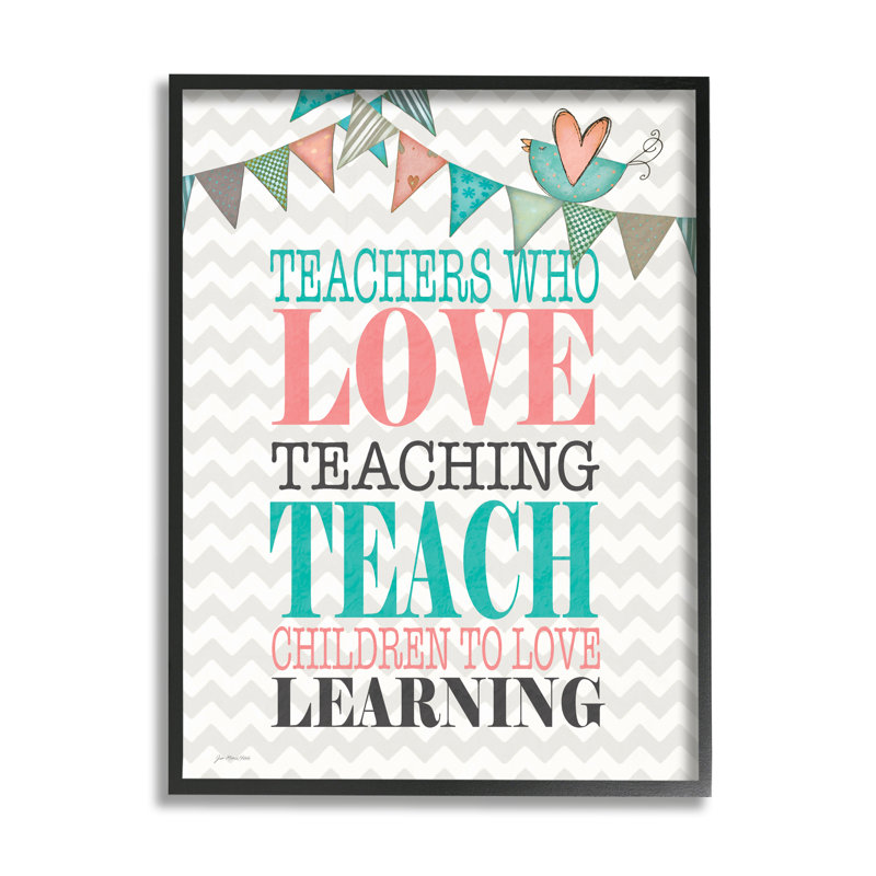 " Teach Children To Love Learning Phrase " by Jo Moulton, 14" H x 11" W x 1.5" D, Midnight Black Framed Giclee