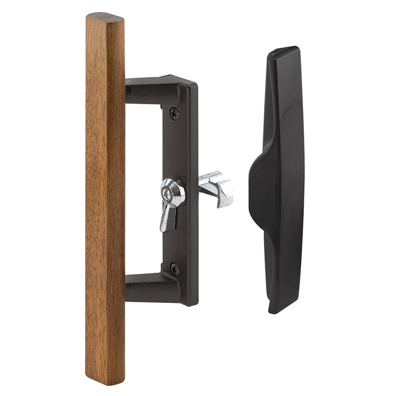 Ensemble de poignées de porte coulissantes en verre, 3-15 / 16 po, moulé sous pression et bois, noir (paquet de 1)