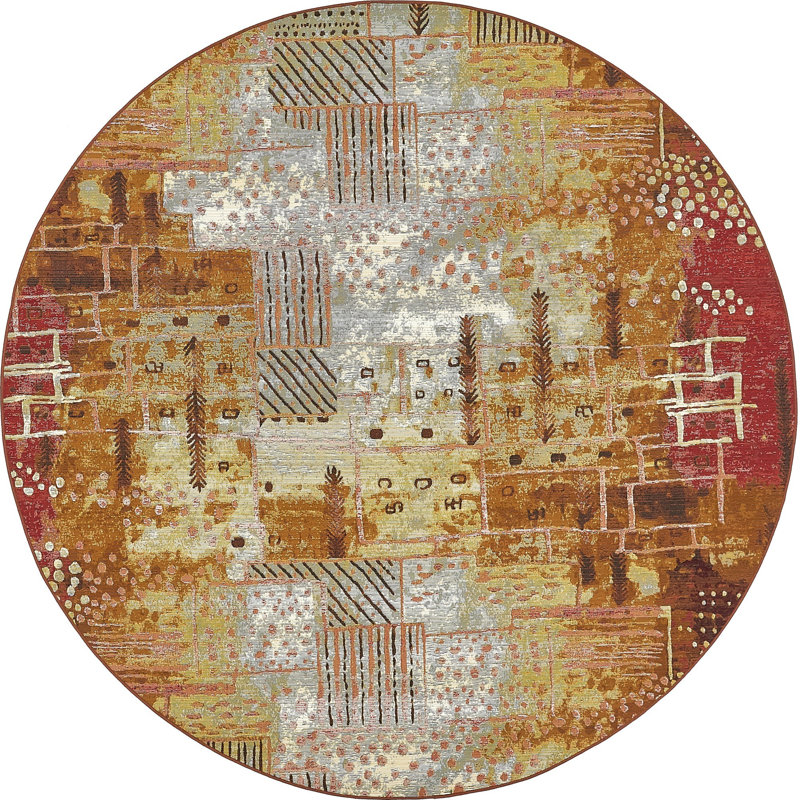 Dimond Washable Abstract Indoor / Outdoor Rug, Round 8'