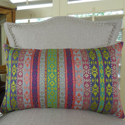 Coussin lombaire double face Fuchsia Stripes