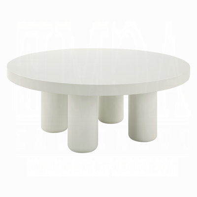 Sana Round Coffee Table With 4 Round Legs, Modern White Finish 35 Inch