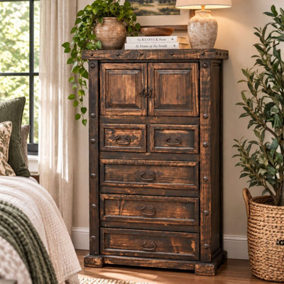 Rustic Western 5-Drawer 2-Door Chest