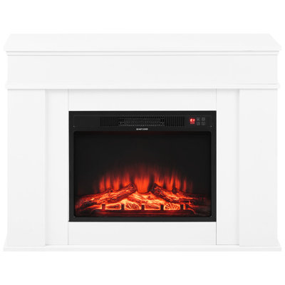 43-inch White Freestanding Electric Fireplace Stove With 1500w 5120btu, Adjustable Flames, Timer, For Home Heating Heater, Realistic Remote Control, Home,