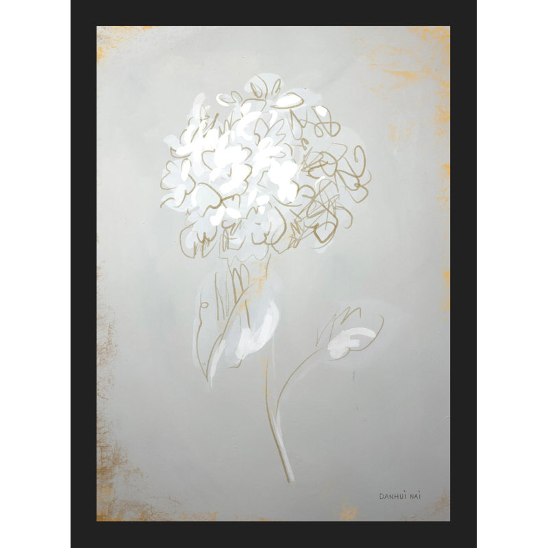 «White Floral Skectch I», impression, Papier avec cadre noir, H 26,5 po x l 20,5 po x P 0,5 po