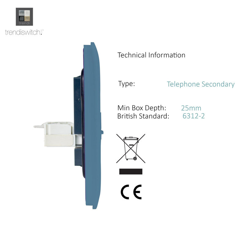Trendi Switch 2 Gang Female TV Co-Axial & Telephone Sockets, Sky