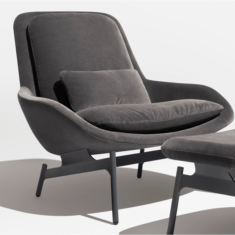 Field Lounge Chair, Storm Velvet Polyester Blend