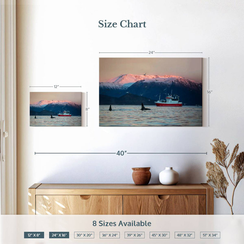 Mehar fjords et orques, H 16 po x l 24 po