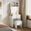 Petit ensemble de coiffeuse avec miroir et lumières, ensemble de coiffeuse blanche avec tiroirs et tabouret de rangement