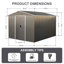8X10ft Outdoor Metal Storage Shed With Metal Foundation Grey