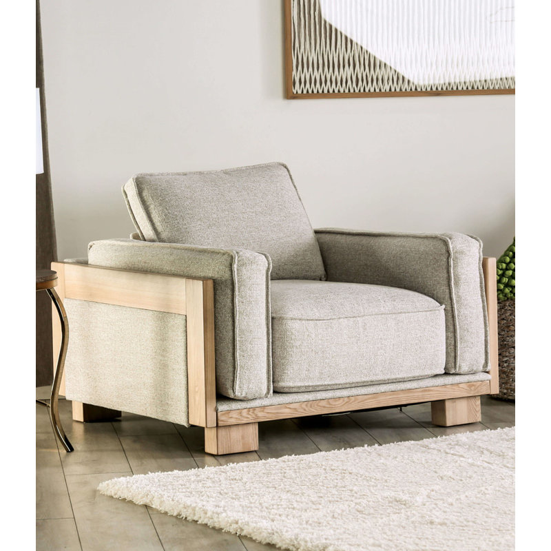 Chaise contemporaine l 44,4 po, brun clair / naturel