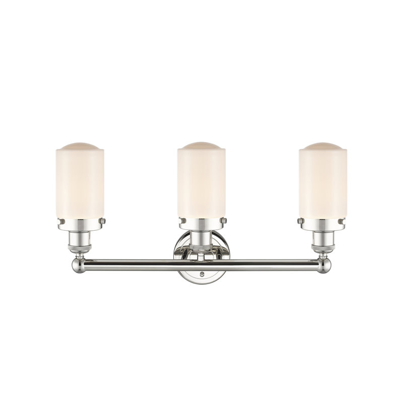 Éclairage pour salle de bain 3 lumières à intensité variable, Nickel poli, Blanc mat