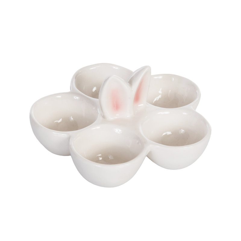 Bunny Ears Easter Spring Novelty 5 Egg Sectional Serving Platter