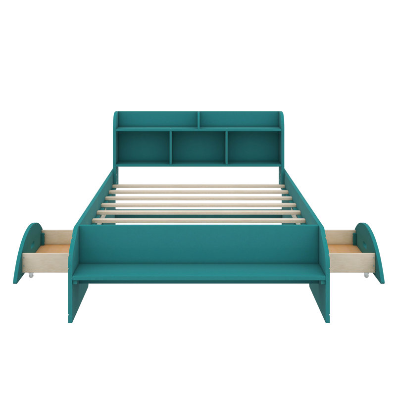 Lit avec rangement Amatia, Double, Vert foncé