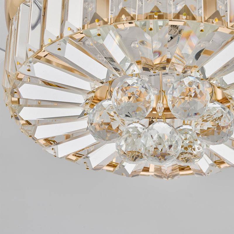 Ventilateur de lustre en cristal 30 "à intensité variable, Doré