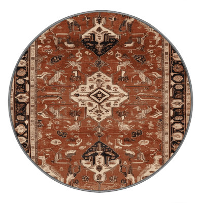 Machine Washable Persian Brown Area Rug