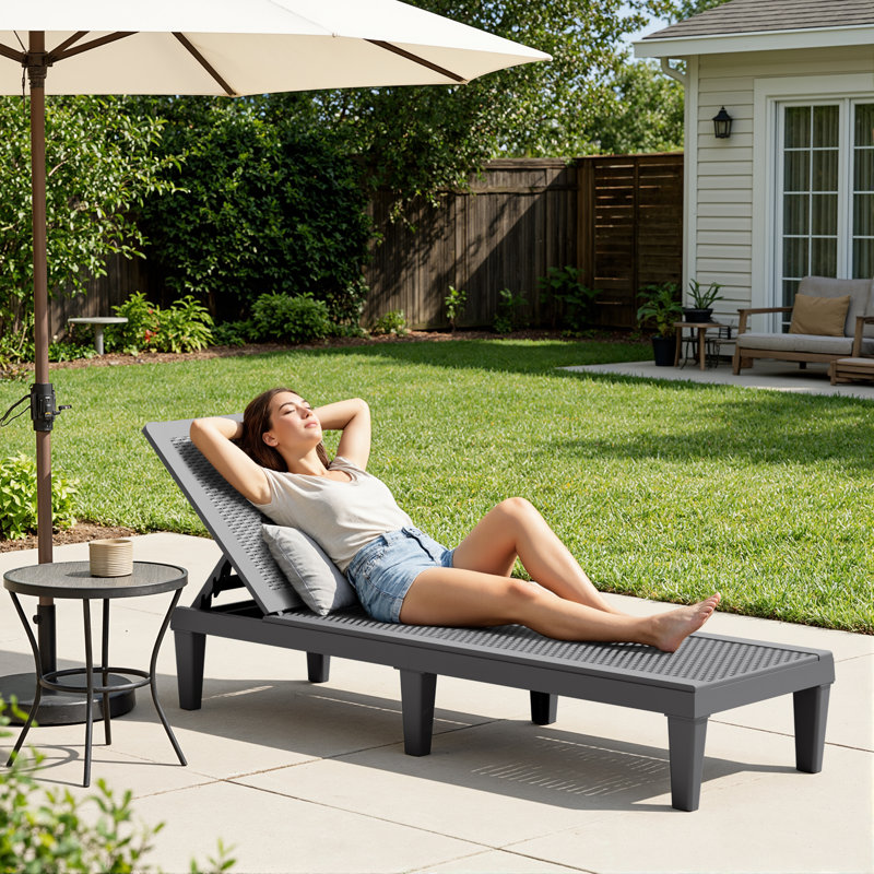 Tellie Outdoor Chaise Lounge, Gray