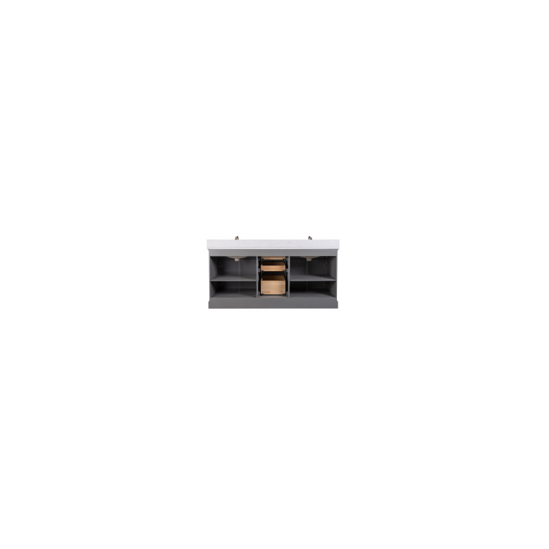 Thompson 72" W Double Bathroom Vanity, Gray/Brushed Nickel