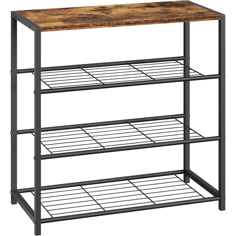 9 Pair Shoe Rack, Black/Brown