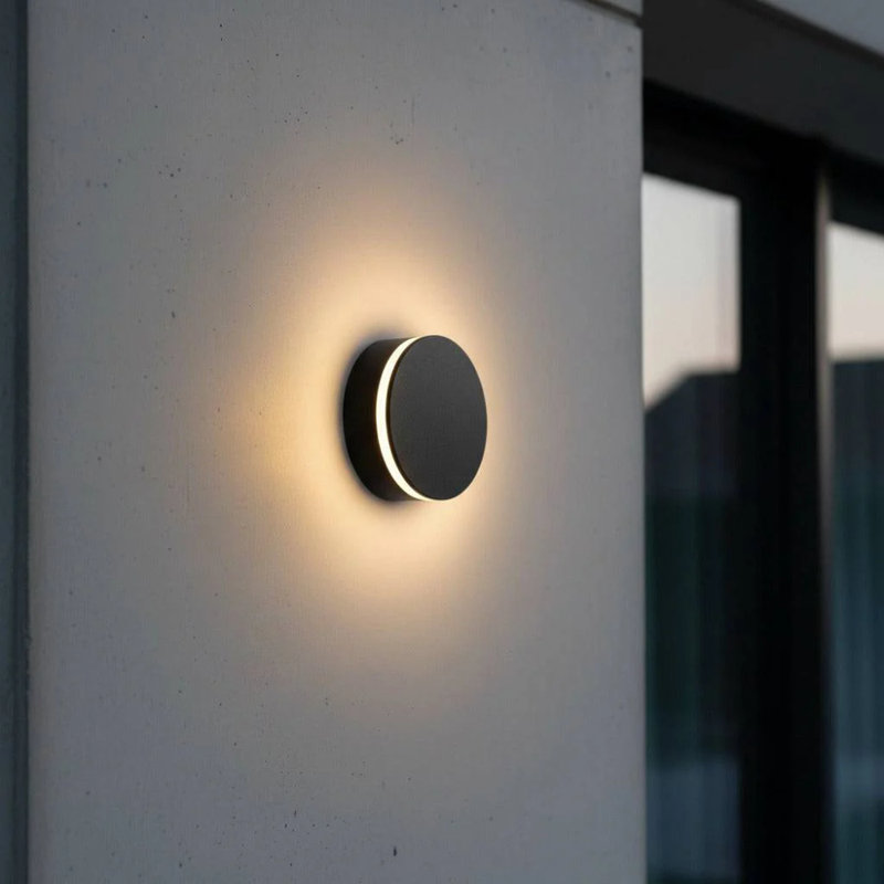 UltraBeam 12 Watt LED Black Round Outdoor LED Wall Light 1200 Lumen Diameter. 150mm