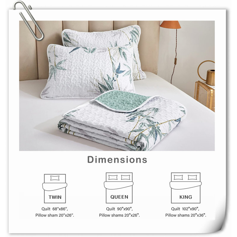 Quilts,3 Pieces Quilt Set, Floral Reversible Bedspread Coverlet Set, Soft Microfiber Lightweight Bed Cover For All Season