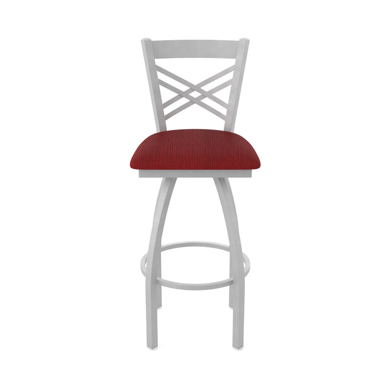 Catalina 36" Swivel Bar Stool, Anodized Nickel, Fabric-Graph Ruby