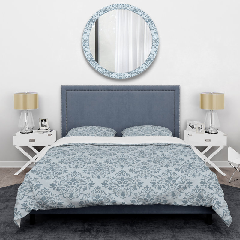 Damas gris - ensemble de housse de couette abstrait - microfibre de polyester