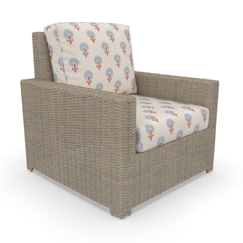 Chaise d'extérieur Henri avec coussins Sunbrella, Sunbrella Mira Bluebell