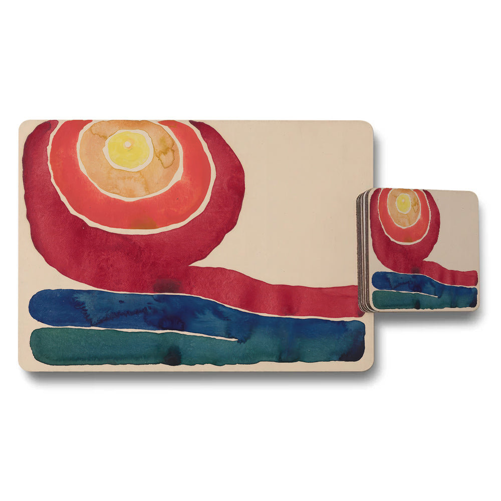 Placemat And Coaster Set Abstract Watercolor Multicolor Dining Decor