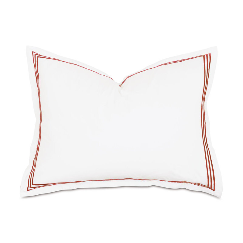 Tessa Cotton Sham Set, White/Scarlet, Standard, Multi-stripe