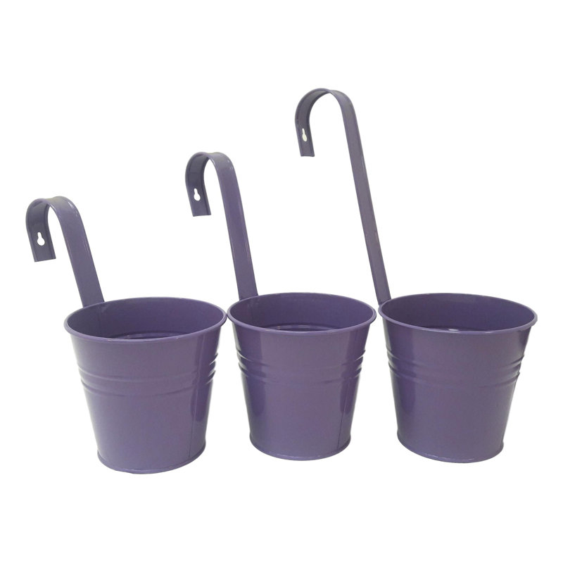 Aardsma Metal Railing Planter Set, 3, Purple