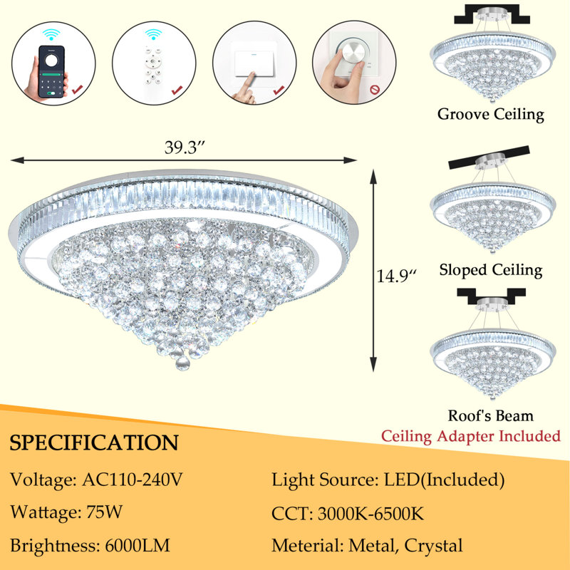 Lustre en cristal Glam argenté, Argent