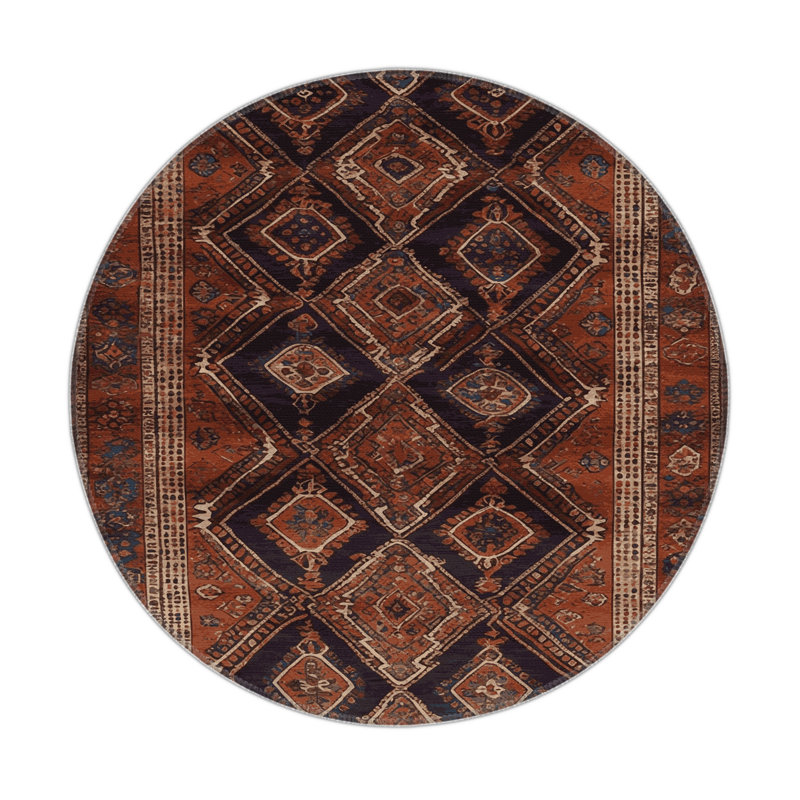 Tapis turc intérieur et extérieur noir, Rond 5 pi
