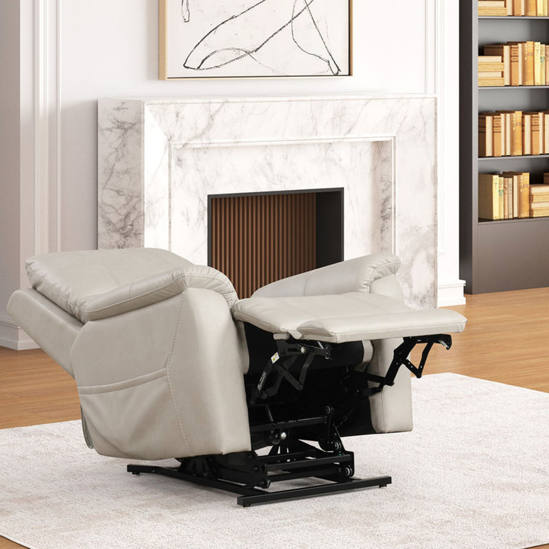 Contemporary Style Lift Chair With Aesthetic Design, Saddle Arms, Wired Controller, USB Port, And Steel Seat Box