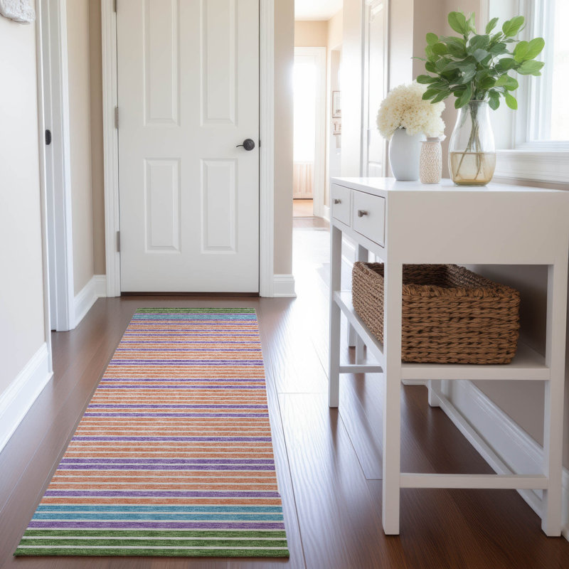 Premium Machine Washable Elize AMF1398 Stripes Rug, Runner 2'3" x 7'6"