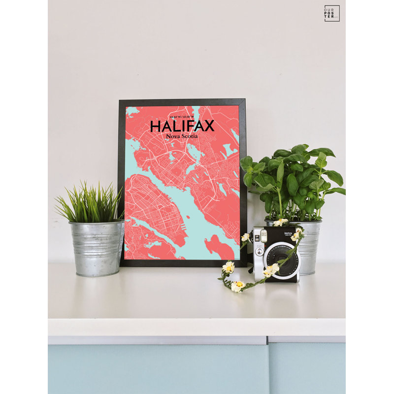 « halifax city map », reproduction d’impression sur affiche en mer, H 17 po x l 11 po