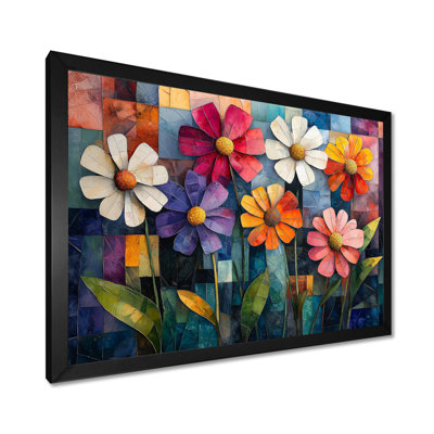 Irruj Geometric Meadow In Mixed Hues Wildflower Cubist I - Wildflowers Wall Art