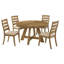 Ensemble de table de salle à manger 5 pièces Danie, bois franc brun chêne, 4 chaises beiges