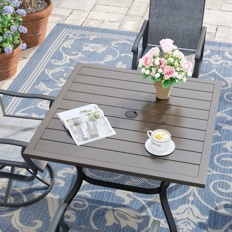 Ensemble repas pour 4 personnes avec chaises pivotantes 360 °, Bois brossé gris / gris
