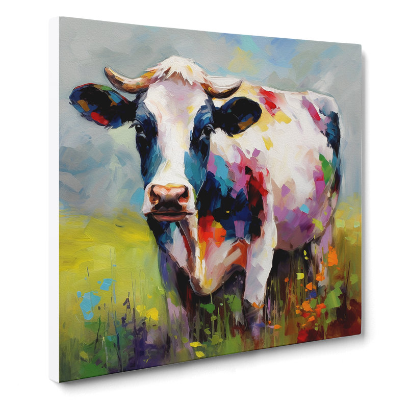 Cow Colour Field Painting - Wrapped Canvas