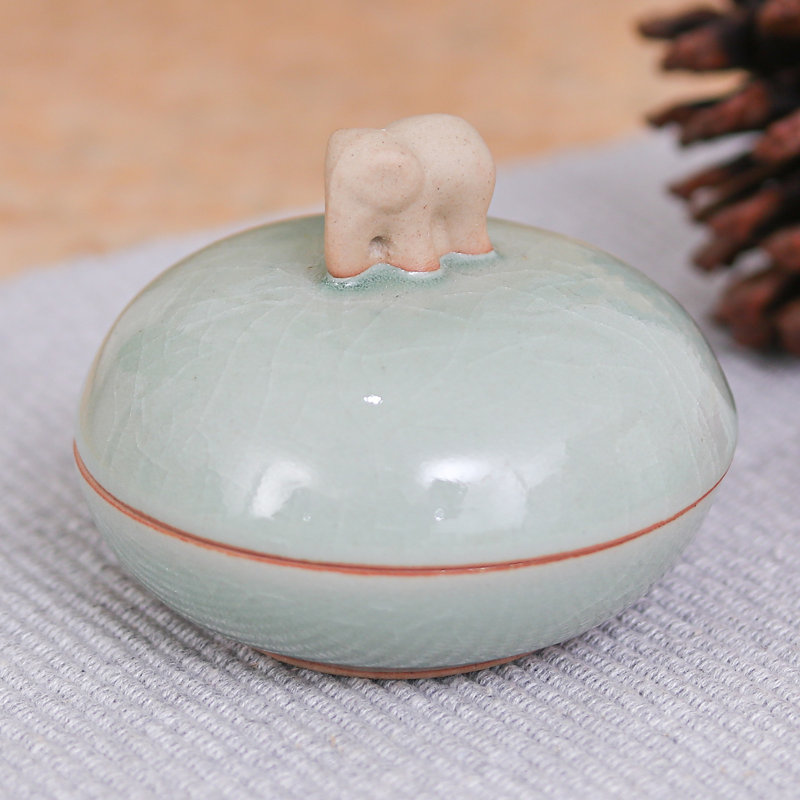 Dakota Fields Handmade Elephant Allure Celadon Ceramic Jar