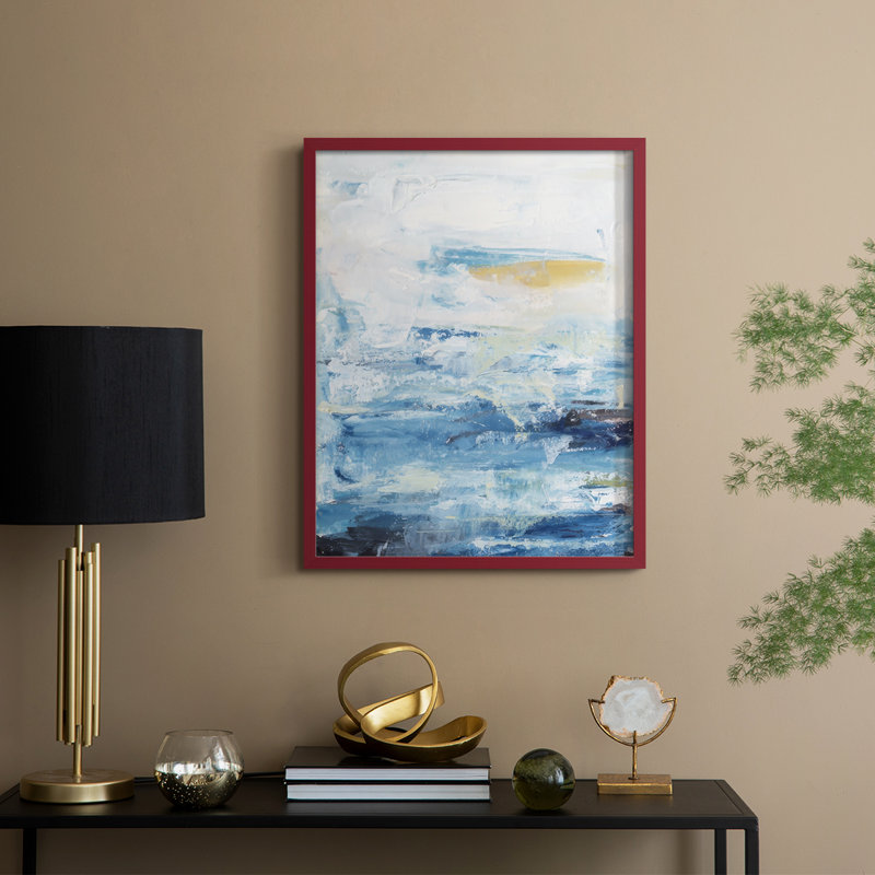 «Waves on Sand I», reproduction encadrée - bois massif, H 11 po x l 9 po, Rouge