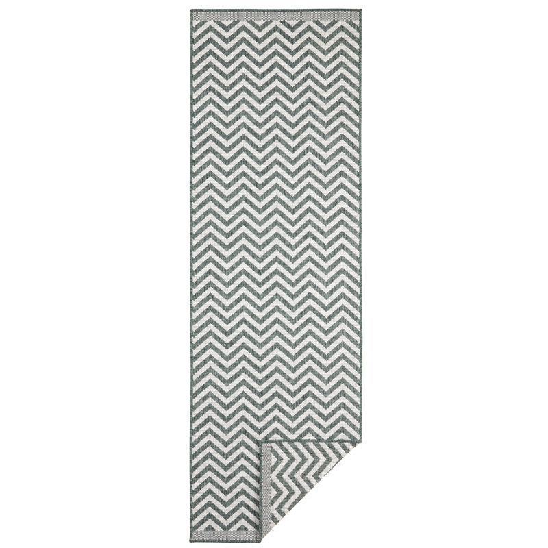 Palma flat-weave rug in green, Runner 80 x 250cm