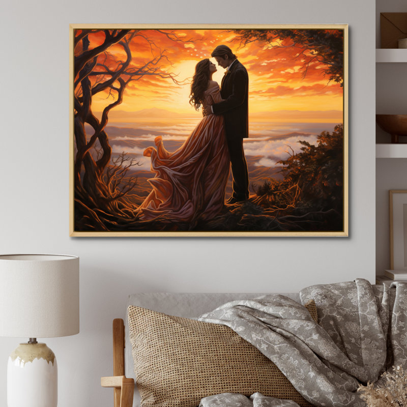 «Bethen Romantic Couple Landscape Luminous Embrace V», reproduction sur toile, H 16 po x l 32 po x P 1 po