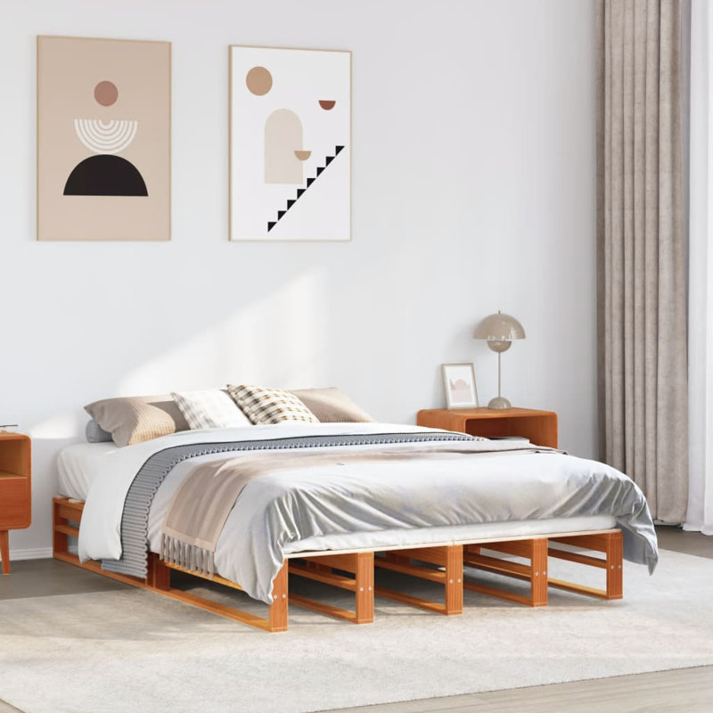 Bed, European Double (140 x 200 cm), Wax Brown
