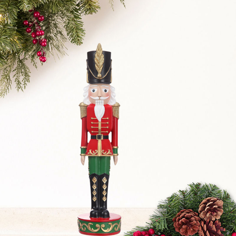 12.75" Classic Red and Green Resin Christmas Nutcracker