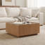 Table basse de 31,5 pouces carrée avec tiroirs de rangement, table basse moderne en bois avec plateau en verre, tables de centre de table de thé pour le bureau de salon, noyer