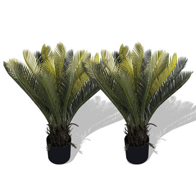 28 Inch Artificial Sago Palm Tree – Lifelike Faux Cycad Plant with Feathery Fronds for Indoor Outdoor Home Office Decor