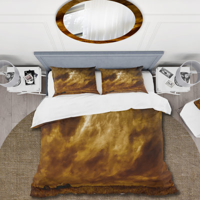 Ensemble de housse de couette en polyester Desert Farmhouse Under Cloudy In Washington II - Farmhouse