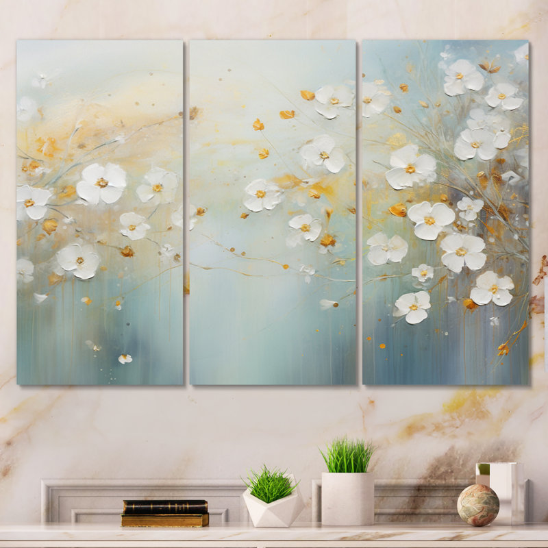 «Blossoming Daisy Delicate Blossoming Wildflower I», ensemble d'art mural sur toile, H 28 po x l 36 po x P 1 po