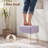 Modern Striped Faux Fur Vanity Stool with Metal Legs, Makeup Ottoman & Footrest for Bedroom-1132620981